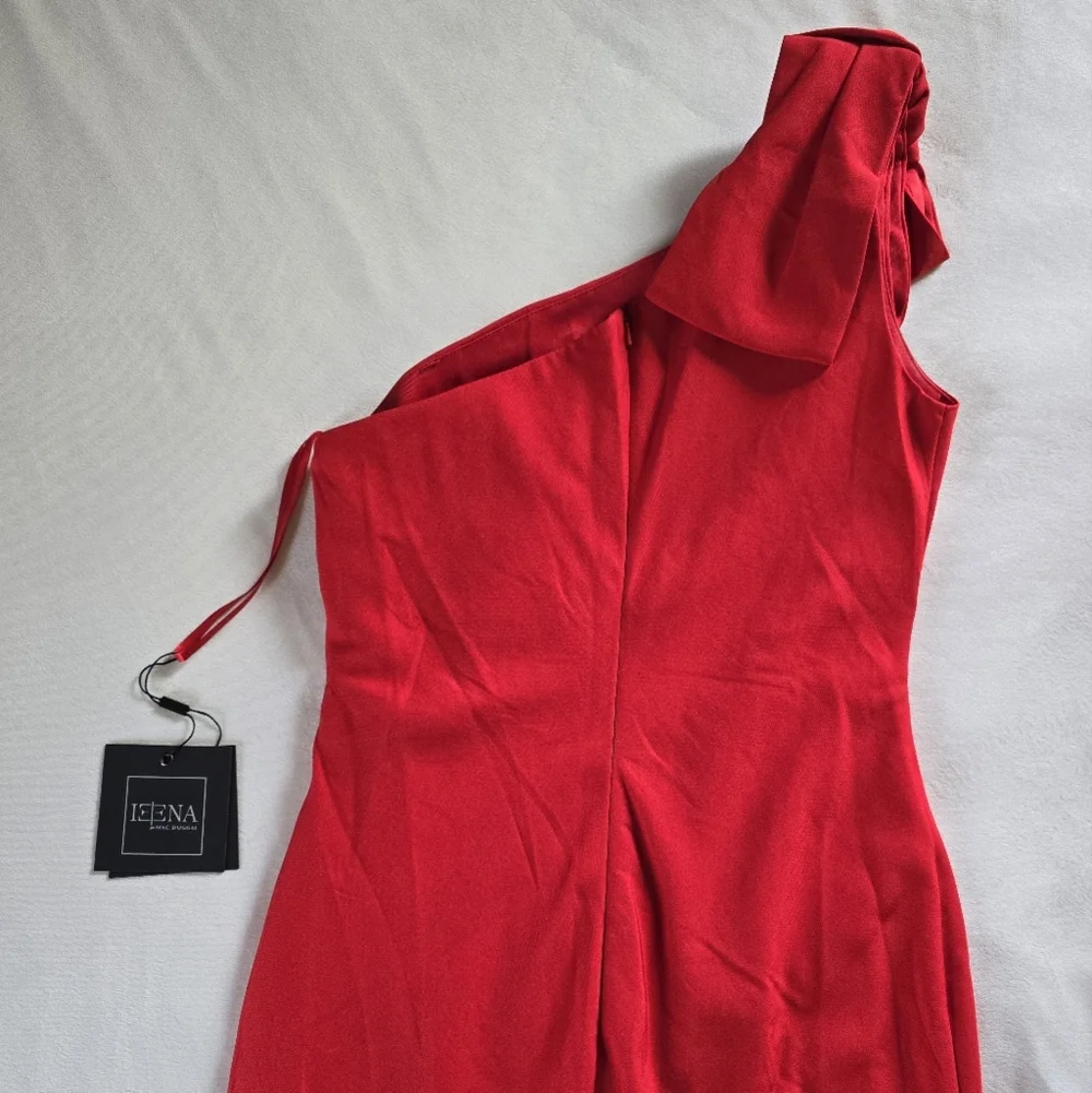 Mac Duggal▪️Red Crepe One Shoulder Bow Gown - Picture 4 of 12